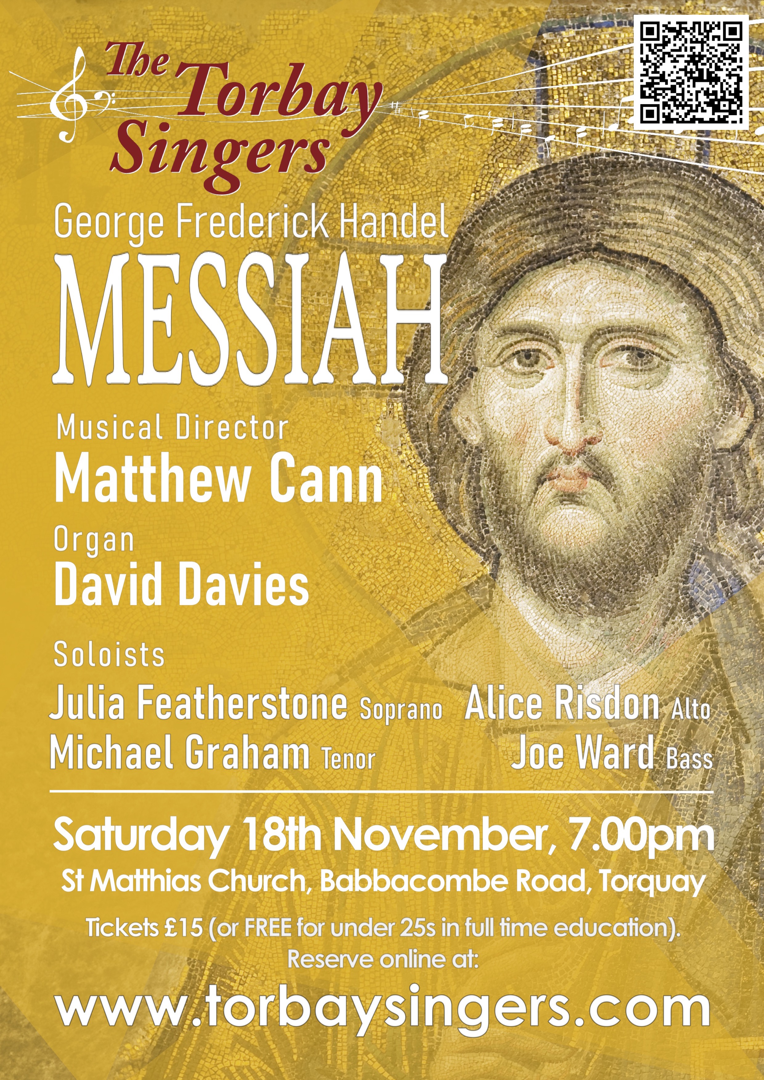 Handel's Messiah at St. Matthias Church, Babbacombe Road, Wellswood, Torquay, TQ1 1HW